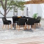 Juego de comedor de jardín 7 piezas con cojines negro by , Garden sets - Ref: Foro24-3099508, Price: 777,46 €, Discount: %