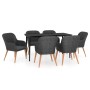 Juego de comedor de jardín 7 piezas con cojines negro von , Gartensets - Ref: Foro24-3099520, Preis: 715,64 €, Rabatt: %