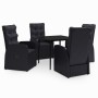 Juego de comedor de jardín 5 piezas con cojines negro by , Garden sets - Ref: Foro24-3099492, Price: 778,59 €, Discount: %