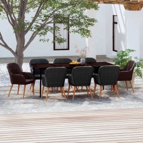 Juego de comedor de jardín 9 piezas con cojines negro de , Conjuntos de jardín - Ref: Foro24-3099522, Precio: 1,00 €, Descuen...
