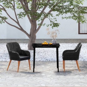 Juego de comedor de jardín 3 piezas con cojines negro von , Gartensets - Ref: Foro24-3099517, Preis: 307,22 €, Rabatt: %