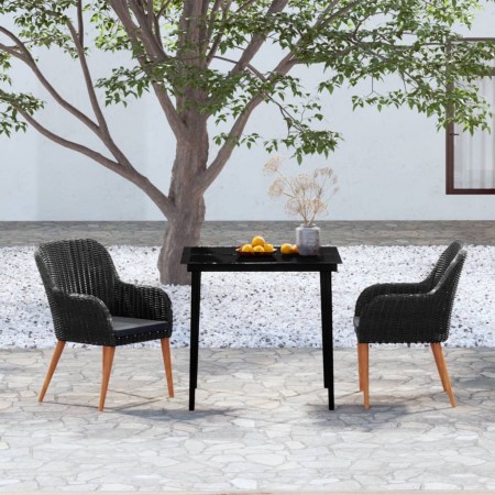 Juego de comedor de jardín 3 piezas con cojines negro von , Gartensets - Ref: Foro24-3099517, Preis: 307,22 €, Rabatt: %