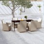 Juego de comedor de jardín 7 piezas marrón