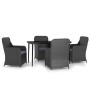 Juego de comedor de jardín 5 piezas con cojines negro von , Gartensets - Ref: Foro24-3099543, Preis: 731,11 €, Rabatt: %