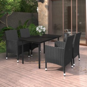 Set comedor de jardín 5 pzas y cojines ratán sintético y vidrio de , Conjuntos de jardín - Ref: Foro24-3099687, Precio: 400,7...