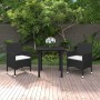 Set comedor de jardín 3 pzas y cojines ratán sintético y vidrio de , Conjuntos de jardín - Ref: Foro24-3099679, Precio: 205,75 €