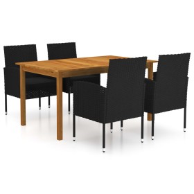 Juego de comedor para jardín de 5 piezas negro