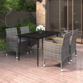 Set comedor de jardín 5 pzas y cojines ratán sintético y vidrio de , Conjuntos de jardín - Ref: Foro24-3099789, Precio: 456,4...
