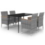 Set comedor de jardín 5 pzas y cojines ratán sintético y vidrio von , Gartensets - Ref: Foro24-3099789, Preis: 456,40 €, Raba...