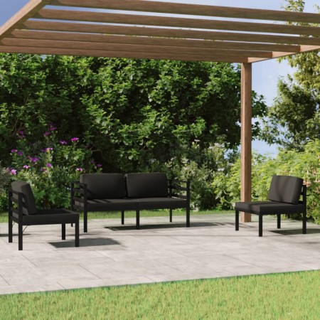 Set muebles de jardín 4 pzas y cojines aluminio gris antracita by , Garden sets - Ref: Foro24-3107787, Price: 634,54 €, Disco...