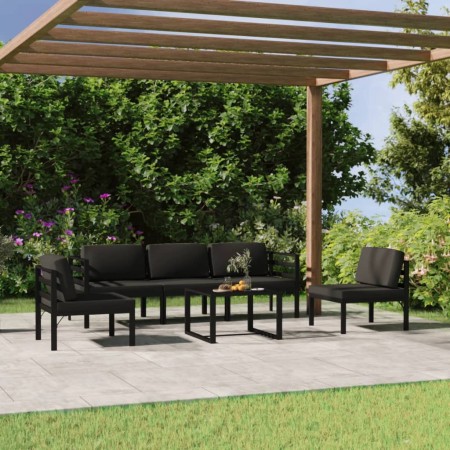 Set muebles de jardín 6 pzas y cojines aluminio gris antracita by , Garden sets - Ref: Foro24-3107791, Price: 762,40 €, Disco...