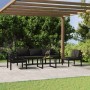 Set muebles de jardín 6 pzas y cojines aluminio gris antracita