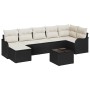 Conjunto de sofá de jardín con cojín 8 pcs Negro Poliratán