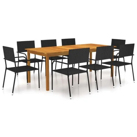 9-teiliges schwarzes Garten-Ess-Set von vidaXL, Gartensets - Ref: Foro24-3067924, Preis: 387,16 €, Rabatt: %
