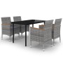 Set comedor de jardín 5 pzas y cojines ratán sintético y vidrio by , Garden sets - Ref: Foro24-3099777, Price: 462,09 €, Disc...