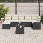 Conjunto de sofá de jardín con cojín 8 pcs Negro Poliratán