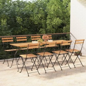 Sillas cafetería plegables 8 uds acero y madera maciza de teca von , Gartenstühle - Ref: Foro24-3152111, Preis: 311,22 €, Rab...