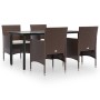 Juego de comedor de jardín 5 piezas con cojines marrón y negro von , Gartensets - Ref: Foro24-3156612, Preis: 366,36 €, Rabat...