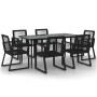 Juego de comedor para jardín 7 piezas ratán PVC negro by , Garden sets - Ref: Foro24-3156549, Price: 600,91 €, Discount: %