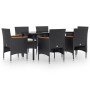 Juego de comedor de jardín 7 piezas con cojines negro by , Garden sets - Ref: Foro24-3156633, Price: 435,50 €, Discount: %