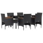 Juego de comedor de jardín 7 piezas con cojines negro by , Garden sets - Ref: Foro24-3156633, Price: 435,50 €, Discount: %