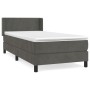Cama box spring con colchón terciopelo gris oscuro 90x190 cm