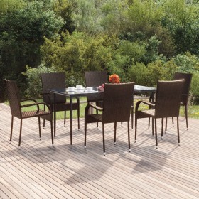 Juego de comedor de jardín 7 piezas ratán sintético marrón by , Garden sets - Ref: Foro24-3156673, Price: 415,54 €, Discount: %