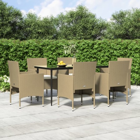 Juego de comedor de jardín 7 piezas con cojines beige y negro by , Garden sets - Ref: Foro24-3156625, Price: 535,81 €, Discou...