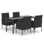 Set de muebles jardín 5 pzas con cojines ratán sintético negro de , Conjuntos de jardín - Ref: Foro24-3156774, Precio: 379,46...