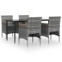 Juego de comedor para jardín 5 piezas con cojines gris y negro by , Garden sets - Ref: Foro24-3156644, Price: 391,02 €, Disco...