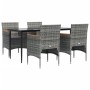 Juego de comedor para jardín 5 piezas con cojines gris y negro by , Garden sets - Ref: Foro24-3156644, Price: 391,02 €, Disco...