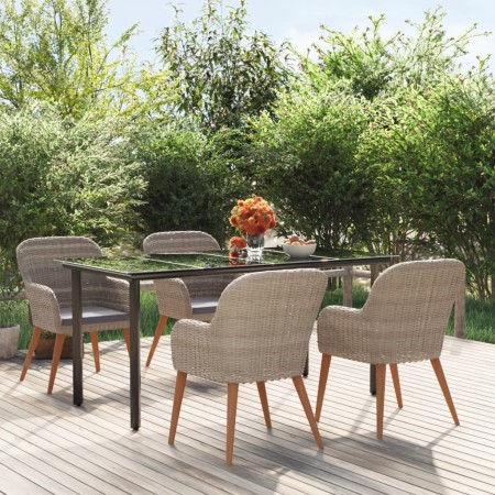 Juego de comedor de jardín 5 piezas con cojines marrón by , Garden sets - Ref: Foro24-3156722, Price: 593,21 €, Discount: %