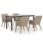 Juego de comedor de jardín 5 piezas con cojines marrón by , Garden sets - Ref: Foro24-3156722, Price: 593,21 €, Discount: %