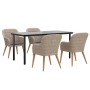 Juego de comedor de jardín 5 piezas con cojines marrón by , Garden sets - Ref: Foro24-3156722, Price: 593,21 €, Discount: %