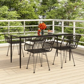 Juego de comedor de jardín 5 piezas ratán sintético negro by , Garden sets - Ref: Foro24-3157855, Price: 407,90 €, Discount: %