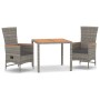Set comedor de jardín 3 piezas con cojines ratán sintético gris von , Gartensets - Ref: Foro24-3157546, Preis: 346,42 €, Raba...