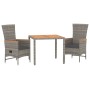 Set comedor de jardín 3 piezas con cojines ratán sintético gris von , Gartensets - Ref: Foro24-3157546, Preis: 346,42 €, Raba...