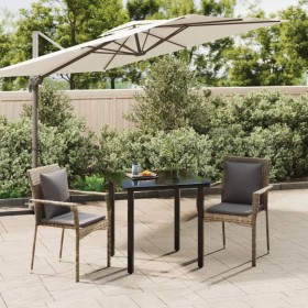 Set comedor jardín 3 pzas y cojines ratán sintético negro gris von , Gartensets - Ref: Foro24-3185113, Preis: 194,77 €, Rabat...