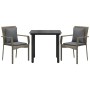 Set comedor jardín 3 pzas y cojines ratán sintético negro gris by , Garden sets - Ref: Foro24-3185113, Price: 194,77 €, Disco...