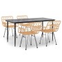 Juego de comedor de jardín 5 piezas ratán sintético