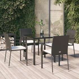 Set de muebles jardín 5 pzas con cojines ratán sintético negro by , Garden sets - Ref: Foro24-3185132, Price: 325,39 €, Disco...