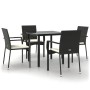 Set de muebles jardín 5 pzas con cojines ratán sintético negro by , Garden sets - Ref: Foro24-3185132, Price: 325,39 €, Disco...