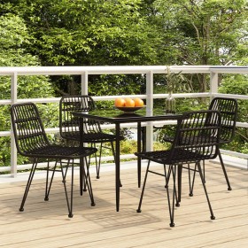 Juego de comedor de jardín 5 piezas ratán sintético negro de , Conjuntos de jardín - Ref: Foro24-3157881, Precio: 385,02 €, D...