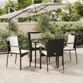 Set de muebles jardín 5 pzas con cojines ratán sintético negro by , Garden sets - Ref: Foro24-3185096, Price: 367,34 €, Disco...