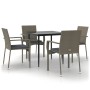 Set comedor jardín 5 pzas y cojines ratán sintético negro gris von , Gartensets - Ref: Foro24-3185126, Preis: 346,65 €, Rabat...