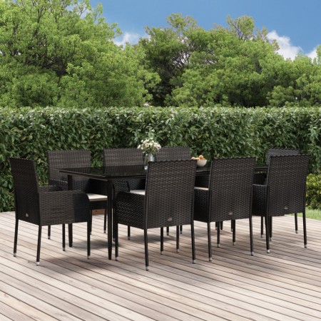 Set de comedor de jardín 9 pzas y cojines ratán sintético negro von , Gartensets - Ref: Foro24-3185147, Preis: 660,26 €, Raba...