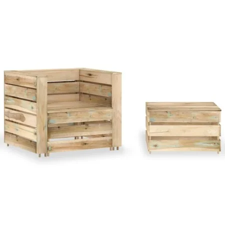 Garden pallet furniture set 2 pieces impregnated pine wood by vidaXL, Modular outdoor sofas - Ref: Foro24-316204, Price: 82,0...