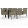 Set comedor jardín 9 pzas y cojines ratán sintético negro gris von , Gartensets - Ref: Foro24-3185164, Preis: 556,25 €, Rabat...