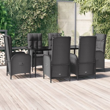 Set de comedor de jardín 7 pzas y cojines ratán sintético negro by , Garden sets - Ref: Foro24-3185172, Price: 863,43 €, Disc...