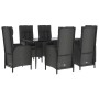 Set de comedor de jardín 7 pzas y cojines ratán sintético negro by , Garden sets - Ref: Foro24-3185172, Price: 863,43 €, Disc...
